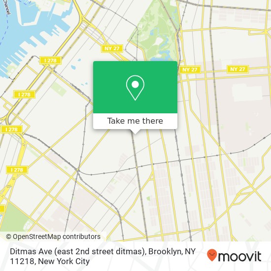 Mapa de Ditmas Ave (east 2nd street ditmas), Brooklyn, NY 11218