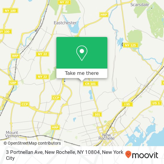 Mapa de 3 Portnellan Ave, New Rochelle, NY 10804