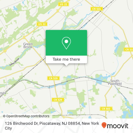 Mapa de 126 Birchwood Dr, Piscataway, NJ 08854