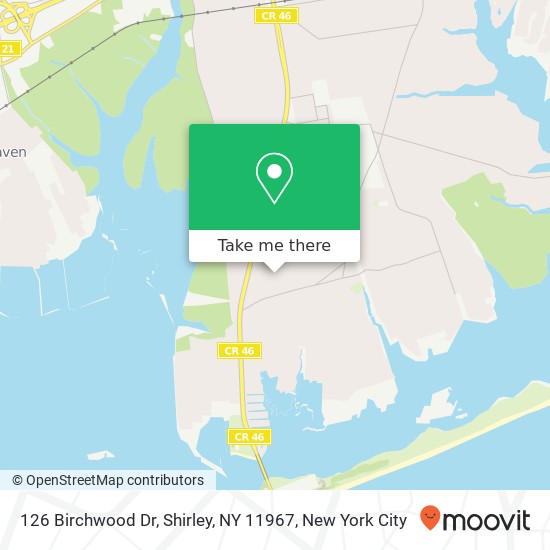 Mapa de 126 Birchwood Dr, Shirley, NY 11967