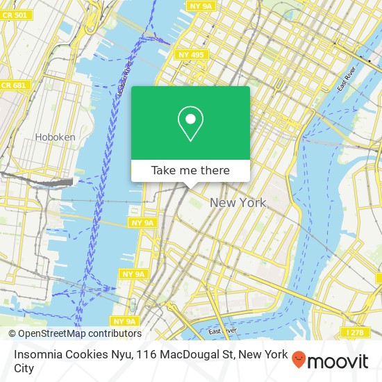 Mapa de Insomnia Cookies Nyu, 116 MacDougal St