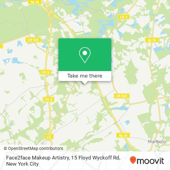 Mapa de Face2face Makeup Artistry, 15 Floyd Wyckoff Rd