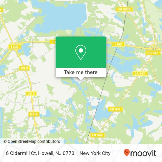 Mapa de 6 Cidermill Ct, Howell, NJ 07731
