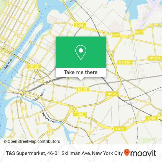 Mapa de T&S Supermarket, 46-01 Skillman Ave