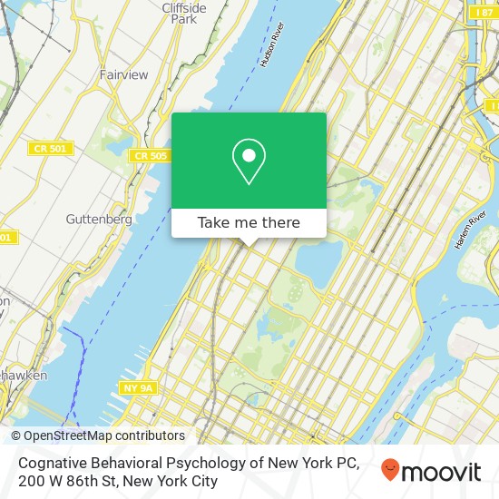 Cognative Behavioral Psychology of New York PC, 200 W 86th St map