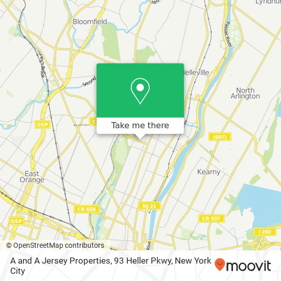 Mapa de A and A Jersey Properties, 93 Heller Pkwy