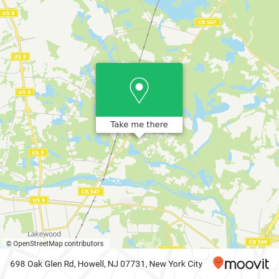 Mapa de 698 Oak Glen Rd, Howell, NJ 07731