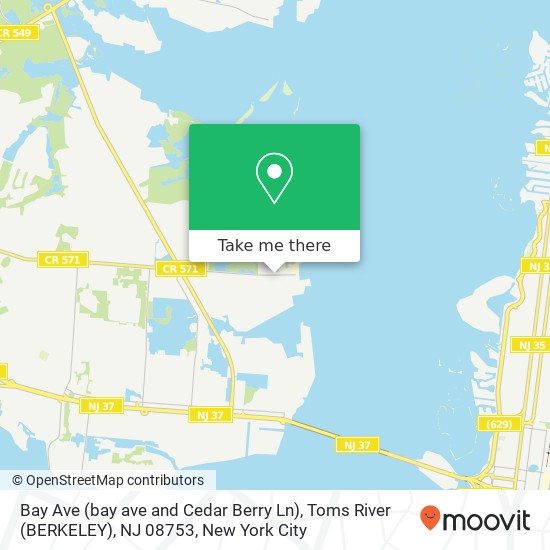 Mapa de Bay Ave (bay ave and Cedar Berry Ln), Toms River (BERKELEY), NJ 08753