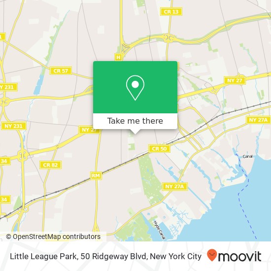 Little League Park, 50 Ridgeway Blvd map