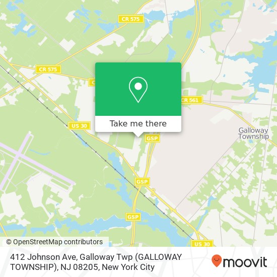 Mapa de 412 Johnson Ave, Galloway Twp (GALLOWAY TOWNSHIP), NJ 08205