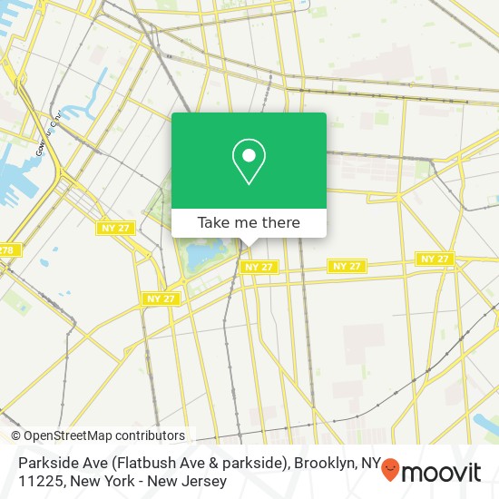 Mapa de Parkside Ave (Flatbush Ave & parkside), Brooklyn, NY 11225