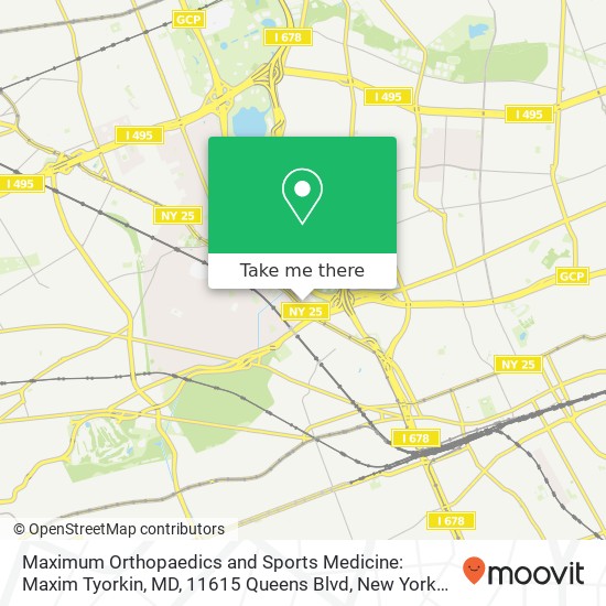 Mapa de Maximum Orthopaedics and Sports Medicine: Maxim Tyorkin, MD, 11615 Queens Blvd