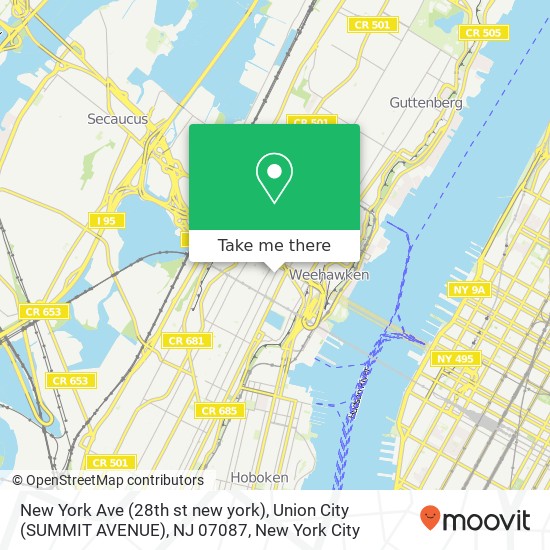 New York Ave (28th st new york), Union City (SUMMIT AVENUE), NJ 07087 map