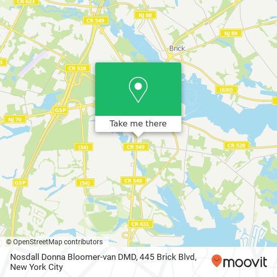 Mapa de Nosdall Donna Bloomer-van DMD, 445 Brick Blvd