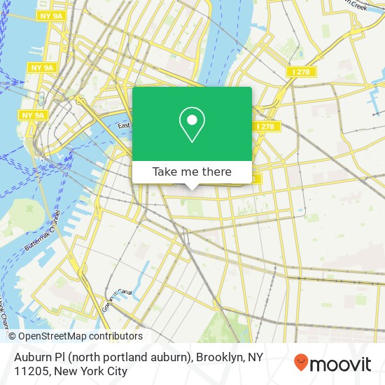 Mapa de Auburn Pl (north portland auburn), Brooklyn, NY 11205