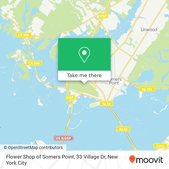 Mapa de Flower Shop of Somers Point, 33 Village Dr