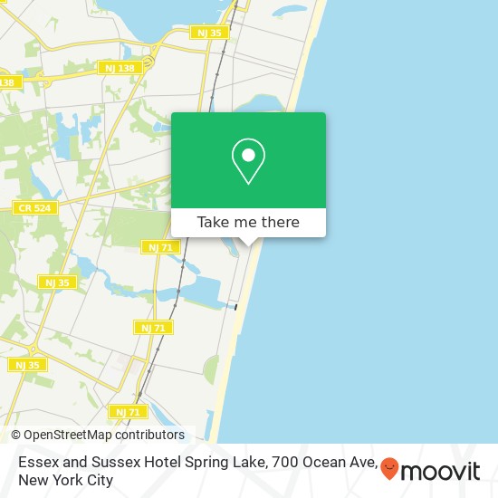 Mapa de Essex and Sussex Hotel Spring Lake, 700 Ocean Ave