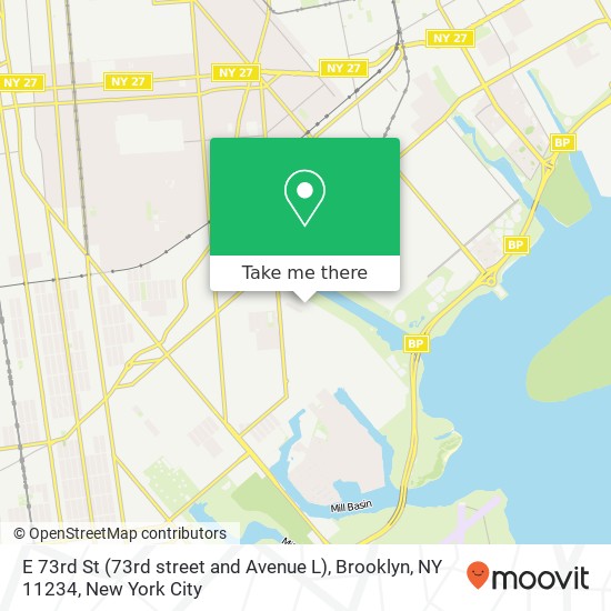 Mapa de E 73rd St (73rd street and Avenue L), Brooklyn, NY 11234