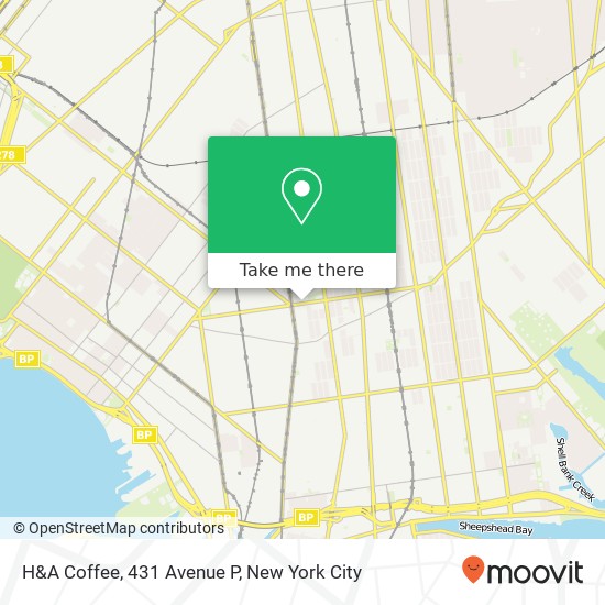 Mapa de H&A Coffee, 431 Avenue P