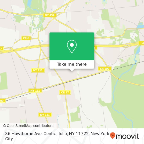Mapa de 36 Hawthorne Ave, Central Islip, NY 11722