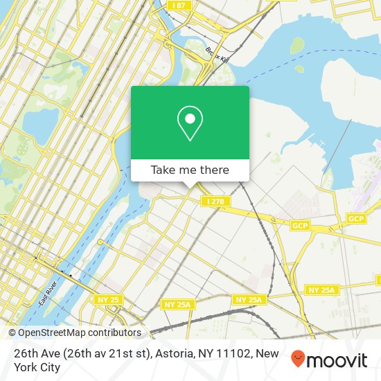 Mapa de 26th Ave (26th av 21st st), Astoria, NY 11102