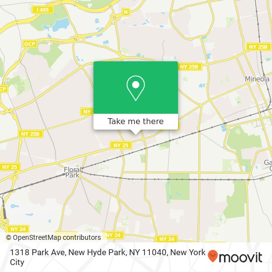 Mapa de 1318 Park Ave, New Hyde Park, NY 11040