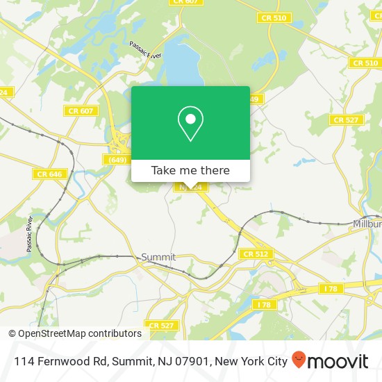 114 Fernwood Rd, Summit, NJ 07901 map