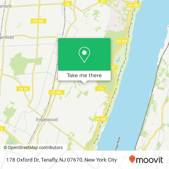 Mapa de 178 Oxford Dr, Tenafly, NJ 07670
