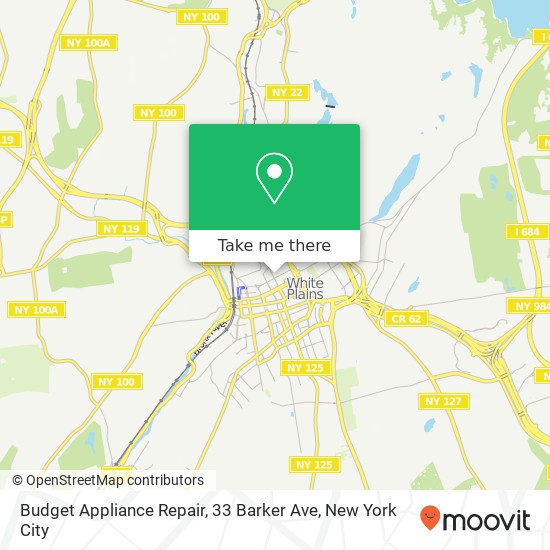 Budget Appliance Repair, 33 Barker Ave map