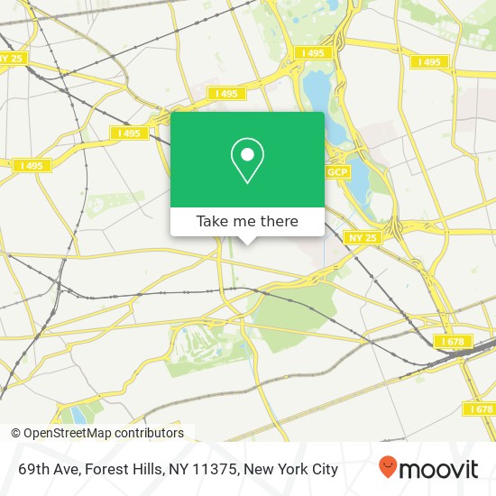 Mapa de 69th Ave, Forest Hills, NY 11375
