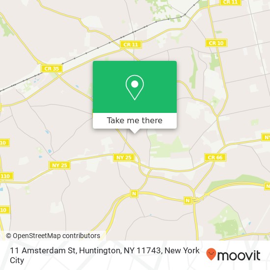 Mapa de 11 Amsterdam St, Huntington, NY 11743
