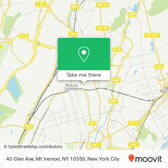Mapa de 40 Glen Ave, Mt Vernon, NY 10550