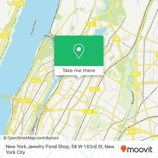 Mapa de New York Jewelry Pond Shop, 58 W 183rd St