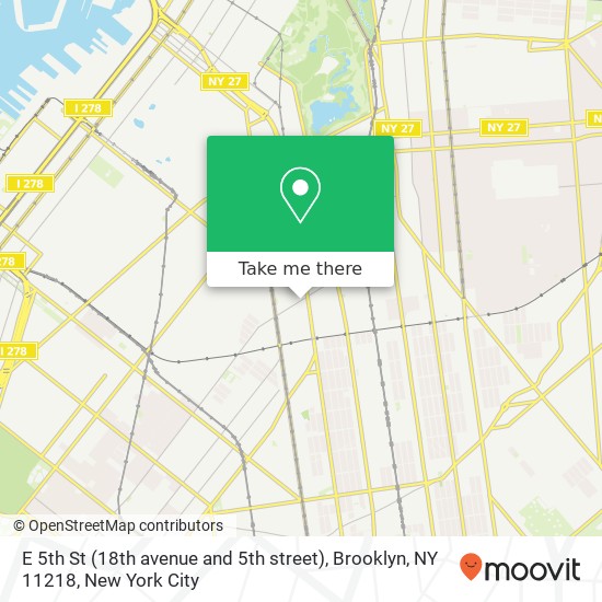Mapa de E 5th St (18th avenue and 5th street), Brooklyn, NY 11218