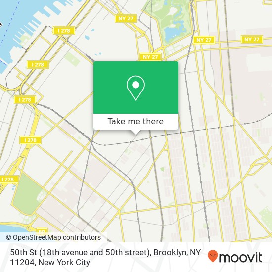 Mapa de 50th St (18th avenue and 50th street), Brooklyn, NY 11204