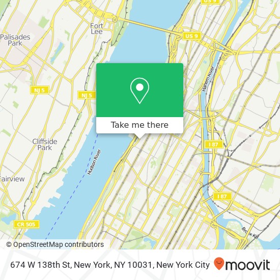 Mapa de 674 W 138th St, New York, NY 10031