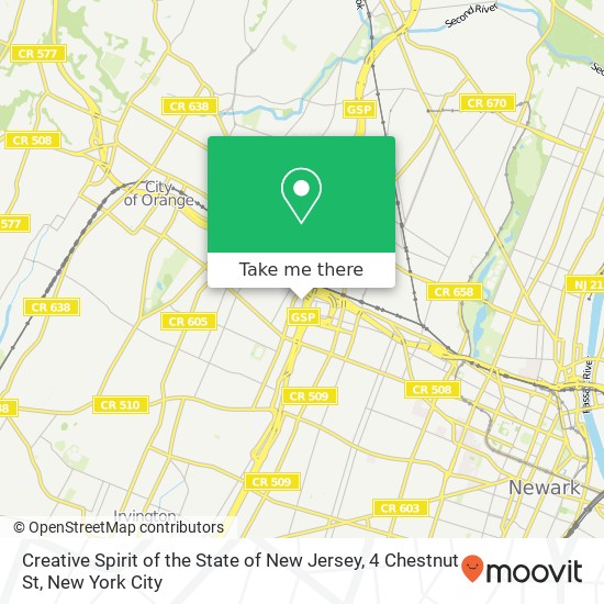 Creative Spirit of the State of New Jersey, 4 Chestnut St map