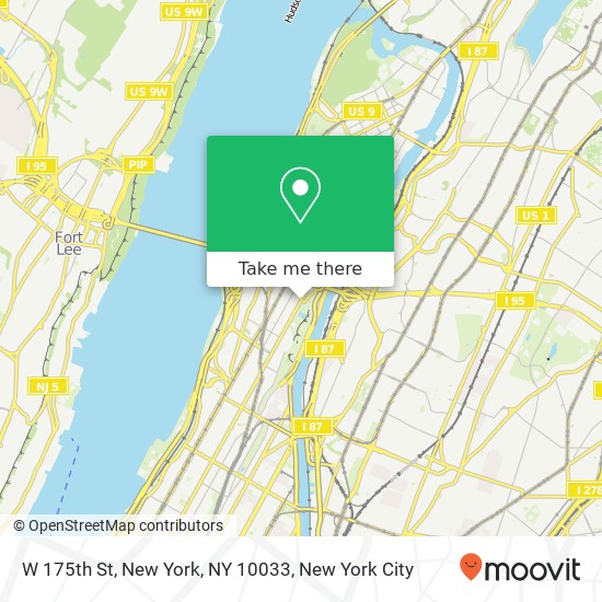 W 175th St, New York, NY 10033 map