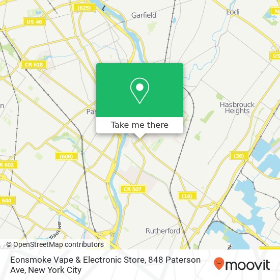 Mapa de Eonsmoke Vape & Electronic Store, 848 Paterson Ave