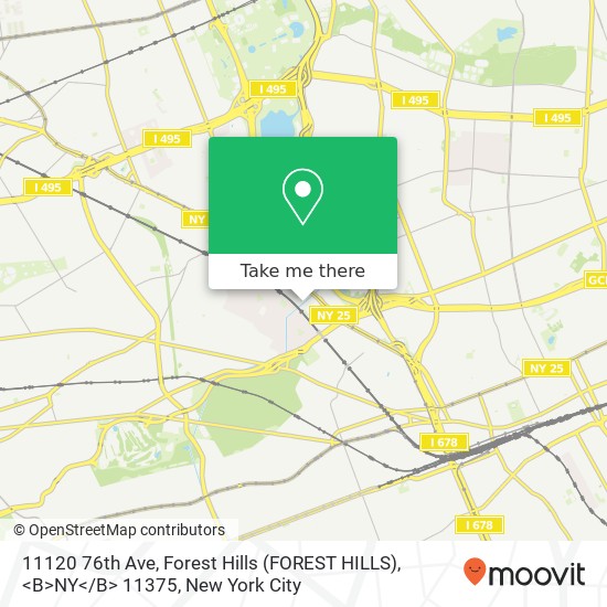 Mapa de 11120 76th Ave, Forest Hills (FOREST HILLS), <B>NY< / B> 11375