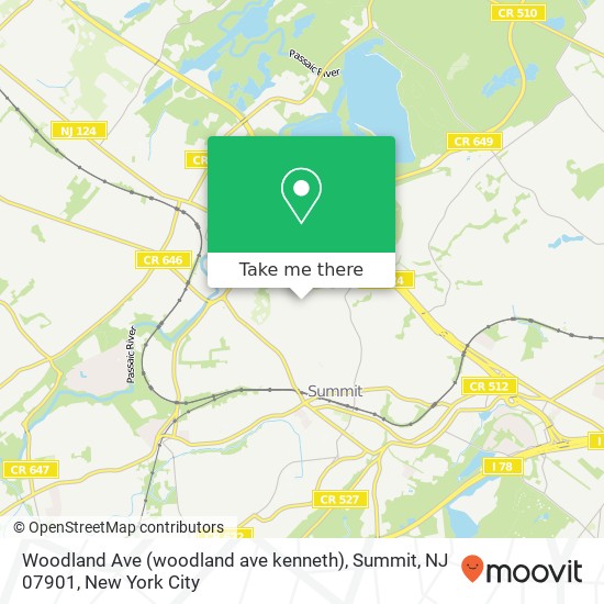 Woodland Ave (woodland ave kenneth), Summit, NJ 07901 map