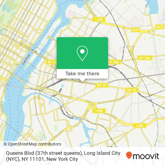 Mapa de Queens Blvd (37th street queens), Long Island City (NYC), NY 11101