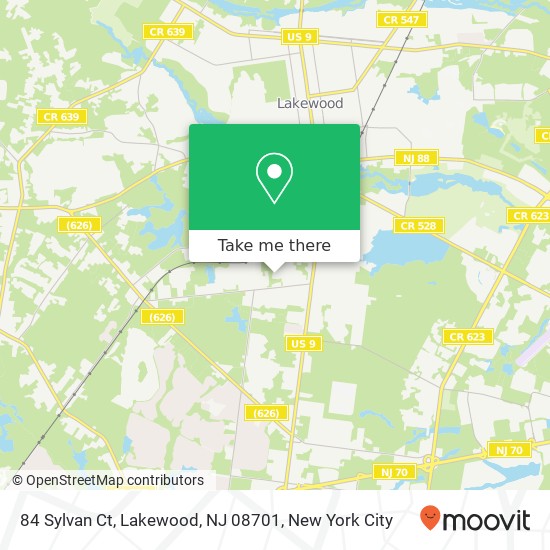 Mapa de 84 Sylvan Ct, Lakewood, NJ 08701