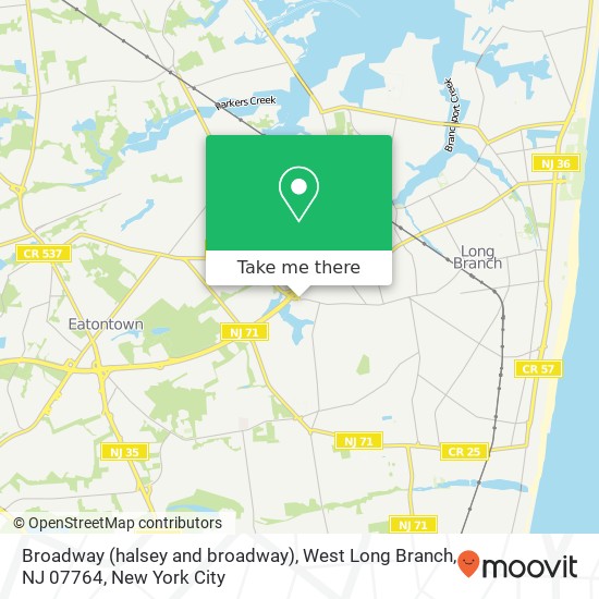 Mapa de Broadway (halsey and broadway), West Long Branch, NJ 07764