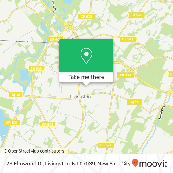 Mapa de 23 Elmwood Dr, Livingston, NJ 07039