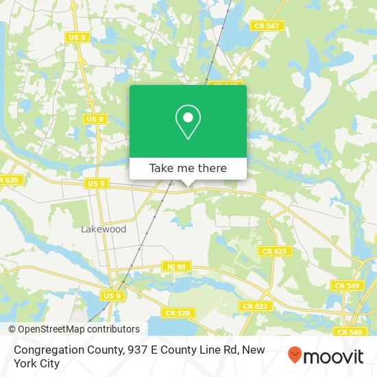 Mapa de Congregation County, 937 E County Line Rd