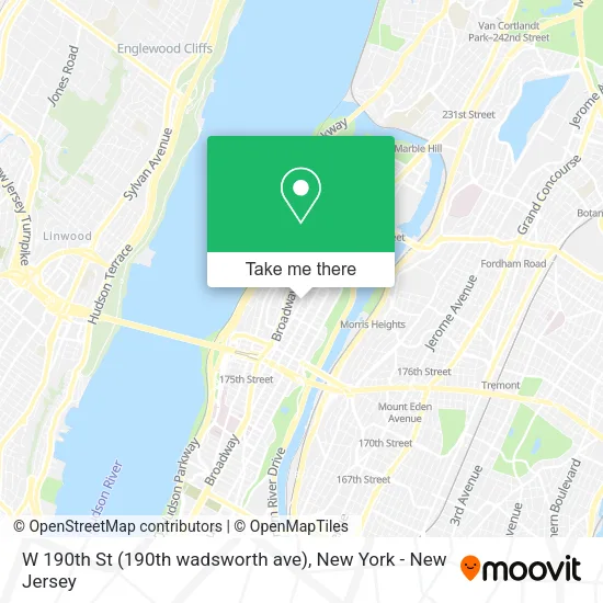 W 190th St (190th wadsworth ave) map
