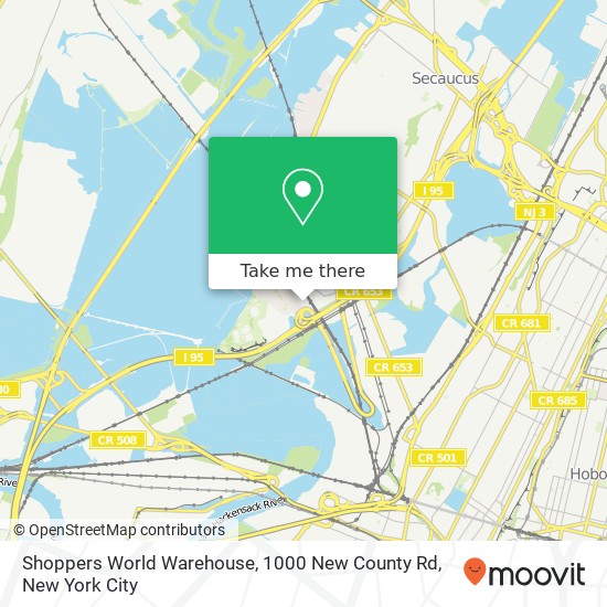 Mapa de Shoppers World Warehouse, 1000 New County Rd