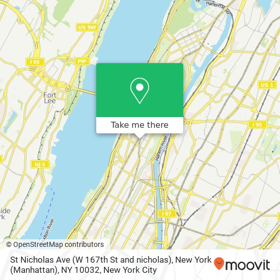 Mapa de St Nicholas Ave (W 167th St and nicholas), New York (Manhattan), NY 10032
