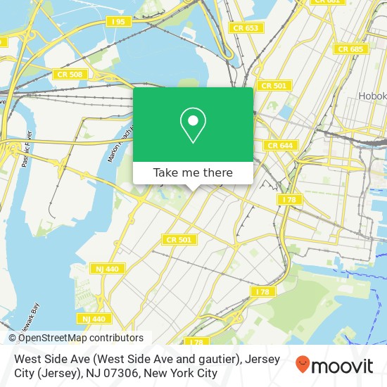 West Side Ave (West Side Ave and gautier), Jersey City (Jersey), NJ 07306 map